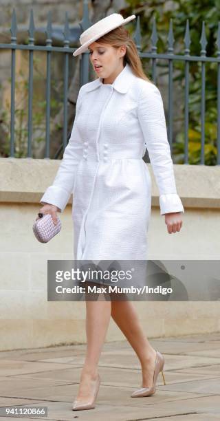 Princess Beatrice attends the traditional Easter Sunday church service at St George's Chapel, Windsor Castle on April 1, 2018 in Windsor, England.