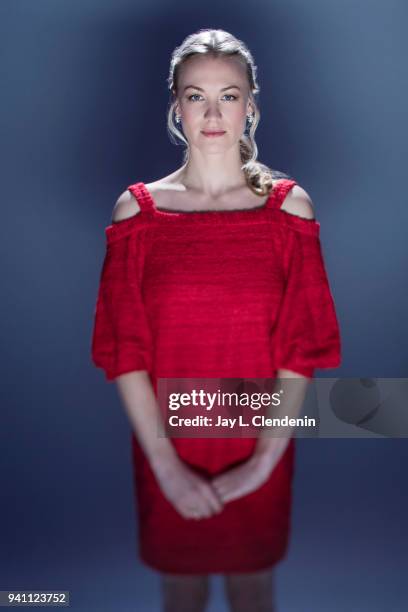 Actress Yvonne Strahovski of 'The Handmaid's Tale', is photographed for Los Angeles Times on March 17, 2018 at the PaleyFest at the Dolby Theatre in...