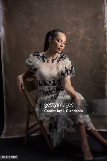 Actress Amanda Brugel of 'The Handmaid's Tale', is photographed for Los Angeles Times on March 17, 2018 at the PaleyFest at the Dolby Theatre in...