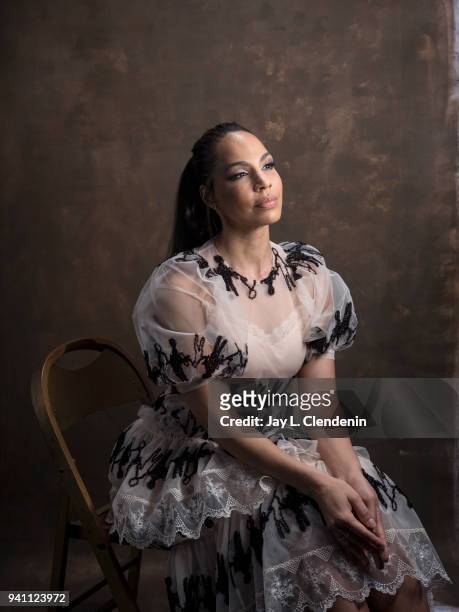 Actress Amanda Brugel of 'The Handmaid's Tale', is photographed for Los Angeles Times on March 17, 2018 at the PaleyFest at the Dolby Theatre in...