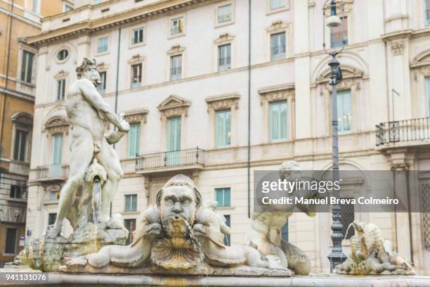 fountain of neptune, piazza navona, rome - fountain of the four rivers stock pictures, royalty-free photos & images