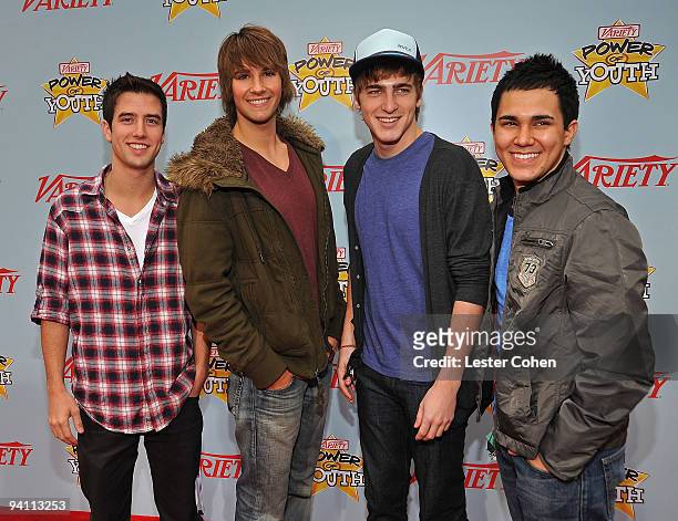 Logan Henderson, James Maslow, Kendall Schmidt, and Carlos Pena arrive at Variety's 3rd annual "Power of Youth" event held at Paramount Studios on...