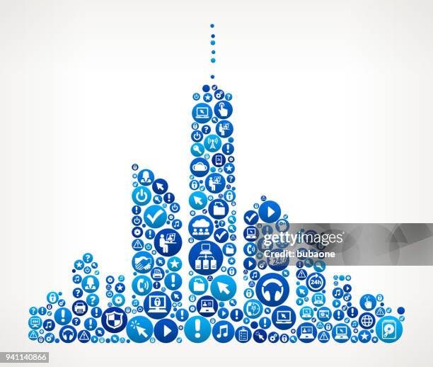 city skyline computer tech support - building cloud reflection stock illustrations