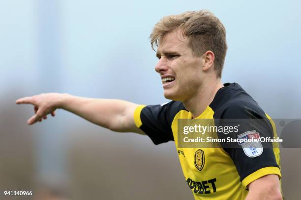 Damien McCrory of Burton gestures during the Sky Bet Championship match between Burton Albion and Middlesbrough at the Pirelli Stadium on April 2,...