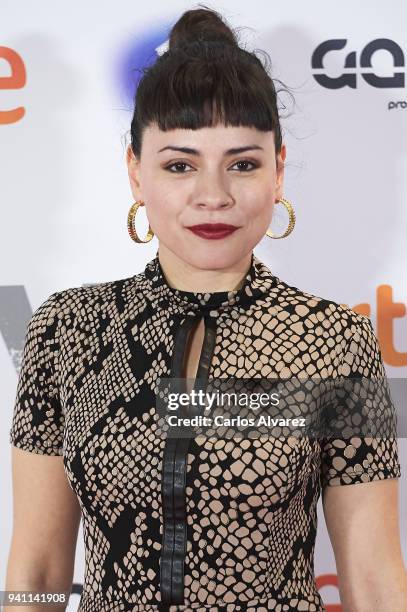 Actress Ana Arias attends 'Fugitiva' Tv Series at the Callao cinema on April 2, 2018 in Madrid, Spain.