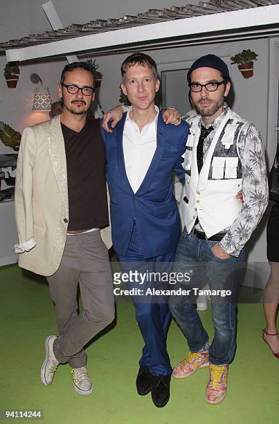 Rolf Snoeren, Jefferson Hack and Victor Horsting attend the AnOther Magazine's Art Editions launch during Miami Art Basel at the Delano Hotel on...