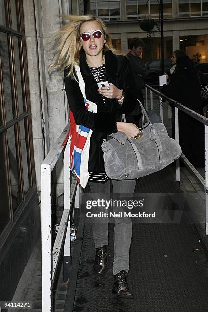 Fearne Cotton sighted leaving BBC Radio One on December 7, 2009 in London, England.