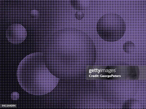 abstract background with floating spheres and half tone pattern - zero gravity space stock illustrations