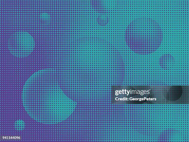 abstract background with floating spheres and half tone pattern - zero gravity space stock illustrations