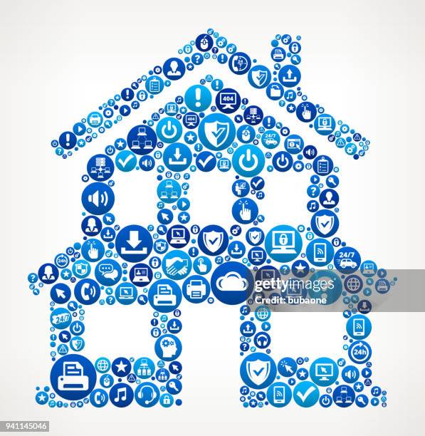 home computer tech support - building cloud reflection stock illustrations