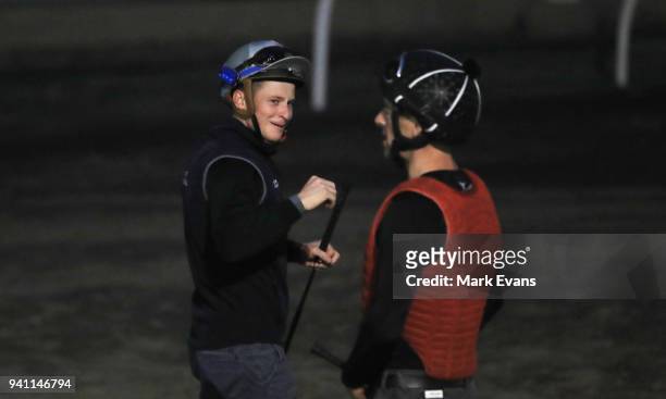 Jockey James McDonald riding for Gai Waterhouse and Adrian Bott on his first day back after an 18 month suspension during a trackwork session ahead...