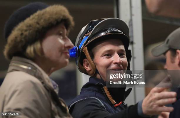 Jockey James McDonald with Gai Waterhouse on his fist day back riding after an 18 month suspension during a trackwork session ahead of day one of The...