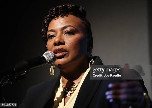 Rev. Dr. Bernice King, daughter of Dr. Martin Luther King, Jr. Speaks as she visits the National Civil Rights Museum as they prepare for the 50th...