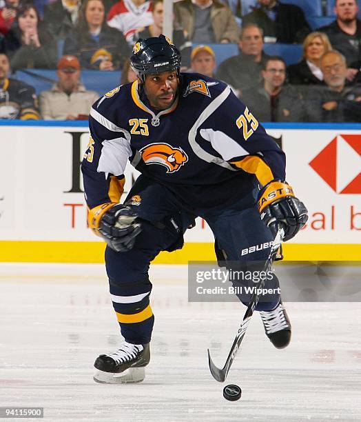 Michael Grier of the Buffalo Sabres skates against the Montreal Canadiens on December 3, 2009 at HSBC Arena in Buffalo, New York.