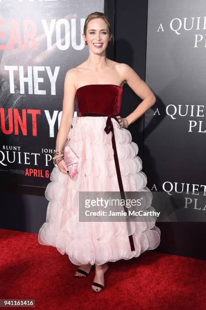 Emily Blunt attends the premiere for "A Quiet Place" at AMC Lincoln Square Theater on April 2, 2018 in New York City.