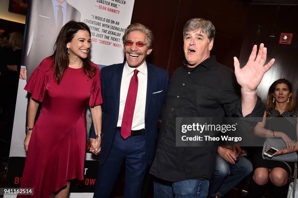 Erica Michelle Levy; Geraldo Rivera and Sean Hannity attend Geraldo Rivera Launches His New Book "The Geraldo Show: A Memoir" at Del Frisco's Grille...