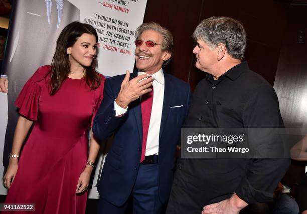 Erica Michelle Levy; Geraldo Rivera and Sean Hannity attend Geraldo Rivera Launches His New Book "The Geraldo Show: A Memoir" at Del Frisco's Grille...