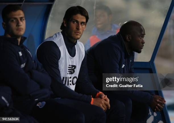 Porto midfielder Danilo Pereira from Portugal with FC Porto forward Goncalo Paciencia from Portugal and FC Porto defender Diogo Dalot from Portugal...