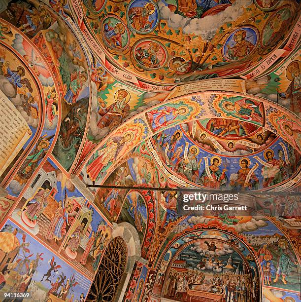 ceiling of a monastery - bulgaria history stock pictures, royalty-free photos & images