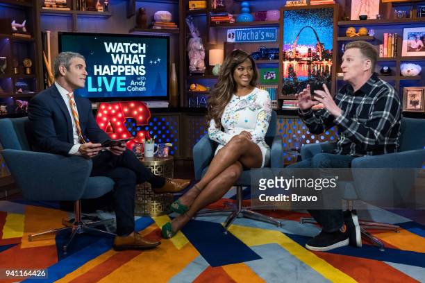 Pictured : Andy Cohen, Kenya Moore and Michael Rapaport --