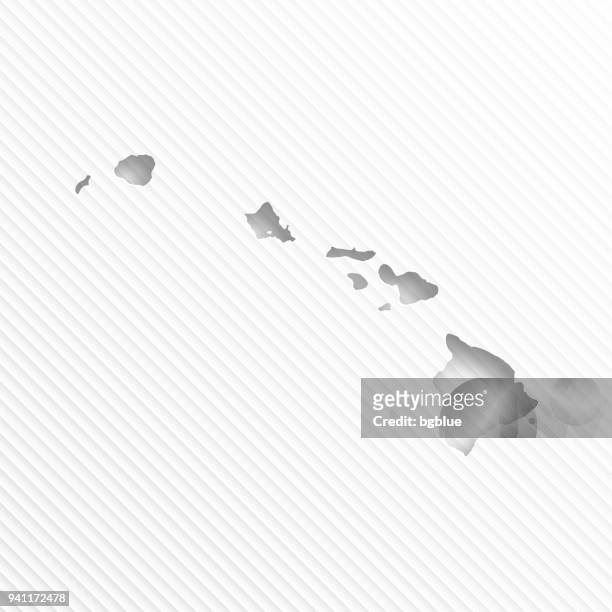 hawaii map with paper cut on abstract white background - honolulu stock illustrations