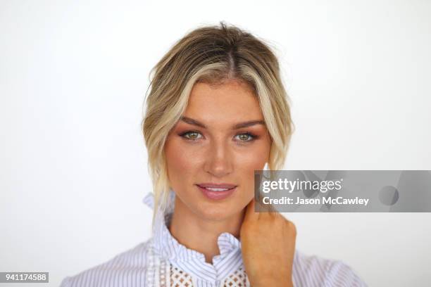 Australian high jumper Amy Pejkovic poses at the Longines Records Club Opening ahead of the 2018 Gold Coast Commonwealth Games on April 3, 2018 in...