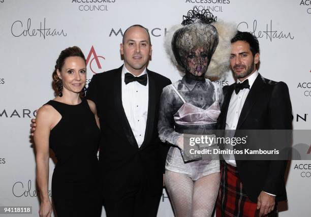 President of the Accessories Council Karen Giberson, Frank Zambrelli, Lady Gaga and designer Marc Jacobs attends the 13th Annual 2009 ACE Awards...