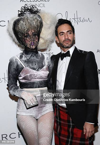 Lady Gaga and designer Marc Jacobs attends the 13th Annual 2009 ACE Awards presented by the Accessories Council at Cipriani 42nd Street on November...
