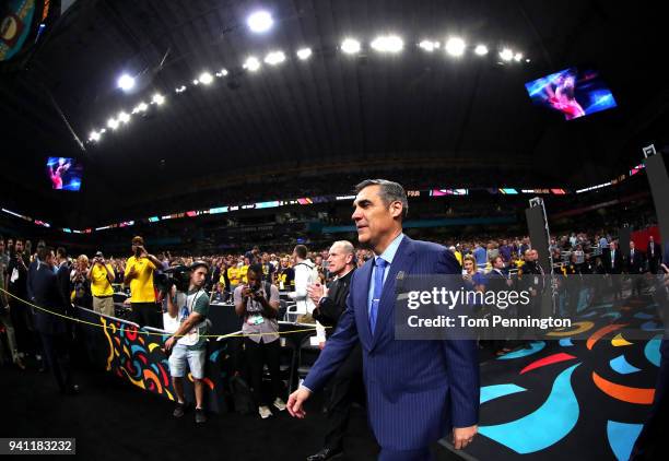 Head coach Jay Wright of the Villanova Wildcats walks to the court before the 2018 NCAA Men's Final Four National Championship game against the...