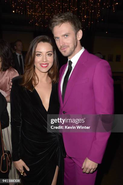 Aubrey Plaza and Dan Stevens attend the premiere of FX's 'Legion' Season 2 at DGA Theater on April 2, 2018 in Los Angeles, California.