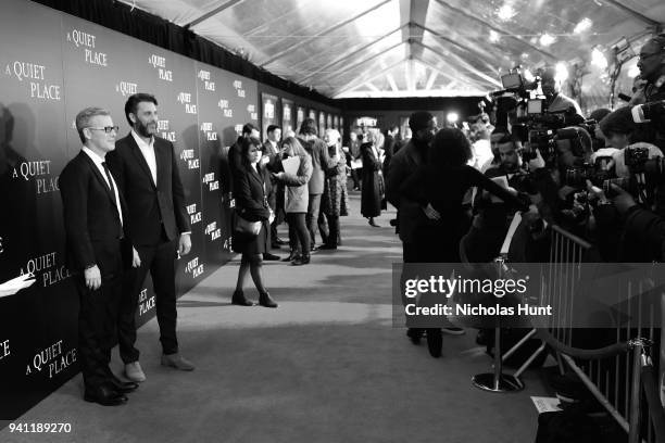 Producers Brad Fuller and Andrew Form attend the Paramount Pictures New York Premiere of "A Quiet Place" at AMC Lincoln Square theater on April 2,...