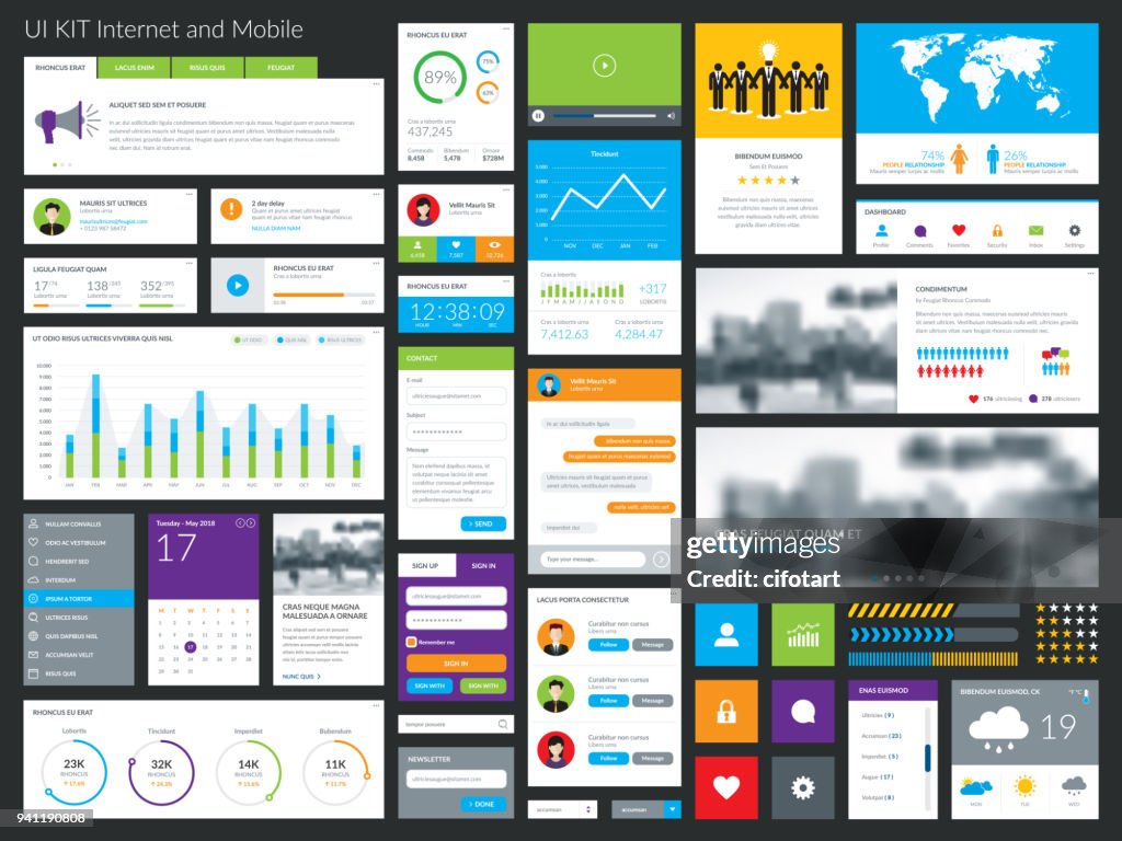 Clean Modern Graphical User Interface Set High-Res Vector Graphic ...