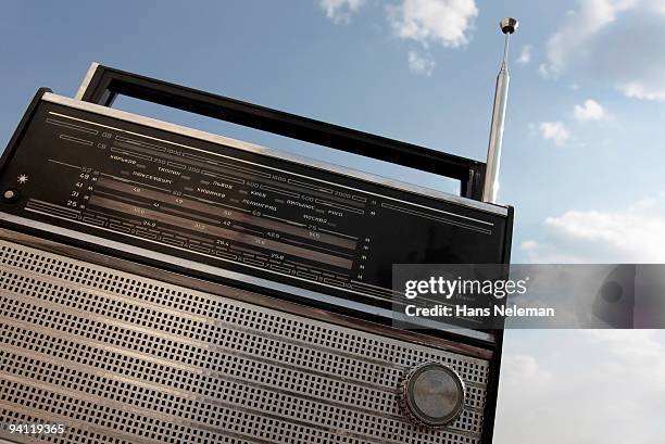 close-up of an old-fashioned radio, kiev, ukraine - radio foto e immagini stock