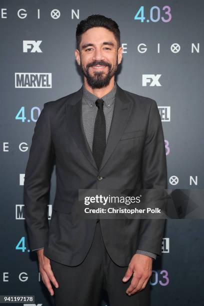 Clayton Cardenas attends the premiere of FX's 'Legion' Season 2 at DGA Theater on April 2, 2018 in Los Angeles, California.