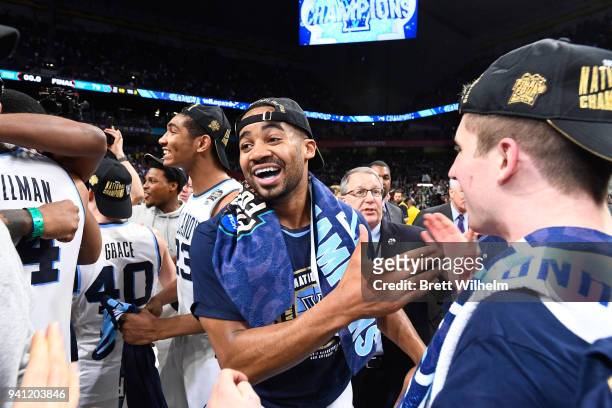 Mikal Bridges of the Villanova Wildcats celebrates after the 2018 NCAA Photos via Getty Images Men's Final Four National Championship game against...