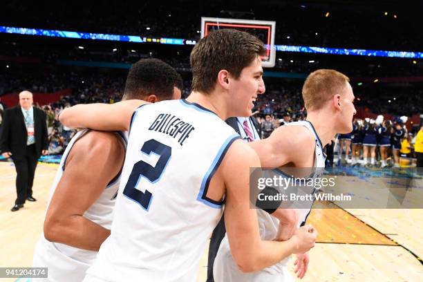 Collin Gillespie of the Villanova Wildcats celebrates after the 2018 NCAA Photos via Getty Images Men's Final Four National Championship game against...