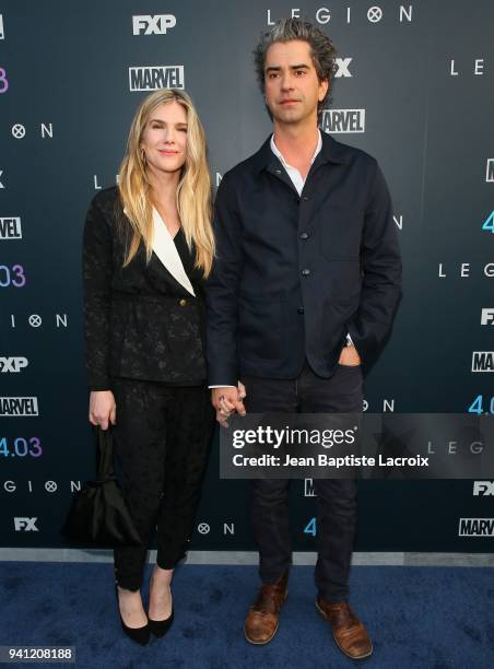 Lily Rabe and Hamish Linklater attend the premiere of FX's 'Legion' Season 2 at DGA Theater on April 2, 2018 in Los Angeles, California.