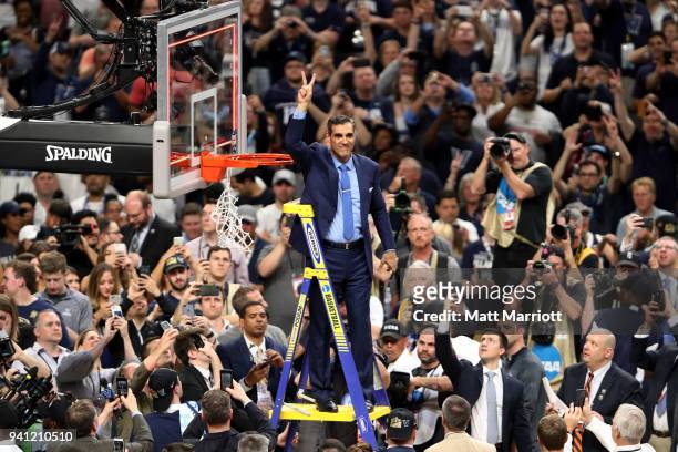 Head coach Jay Wright of the Villanova Wildcats celebrates after the 2018 NCAA Photos via Getty Images Men's Final Four National Championship game...