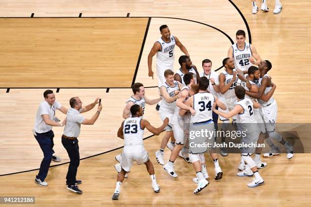 The Villanova Wildcats celebrate after the 2018 NCAA Photos via Getty Images Men's Final Four National Championship game against the Michigan...