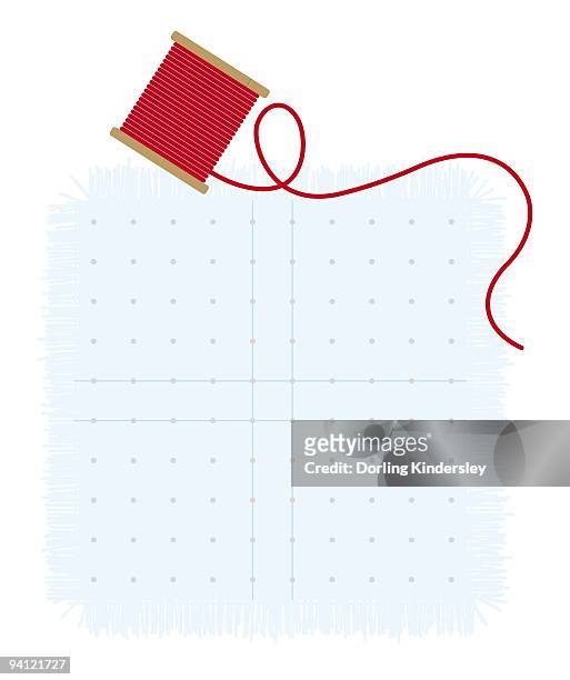 digital illustration of reel of hread and dressmaker's pattern - ribbon sewing item stock illustrations
