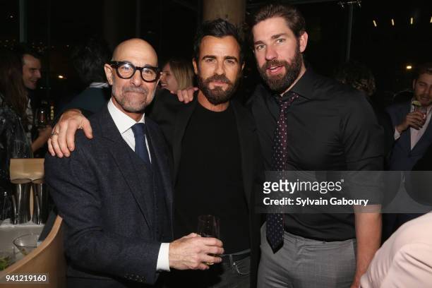 Stanley Tucci, Justin Theroux and John Krasinski attend "A Quiet Place" New York Premiere After Party on April 2, 2018 in New York City.