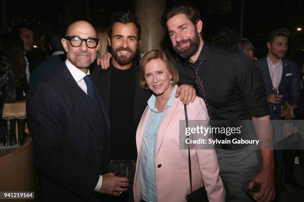 Stanley Tucci, Justin Theroux, Eve Plumb and John Krasinski attend "A Quiet Place" New York Premiere After Party on April 2, 2018 in New York City.