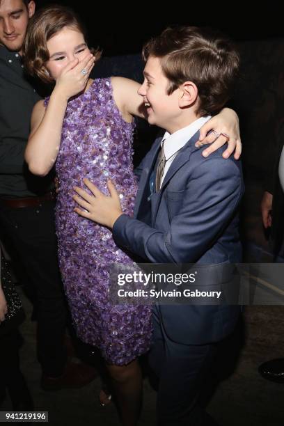 Millicent Simmonds and Noah Jupe attend "A Quiet Place" New York Premiere After Party on April 2, 2018 in New York City.