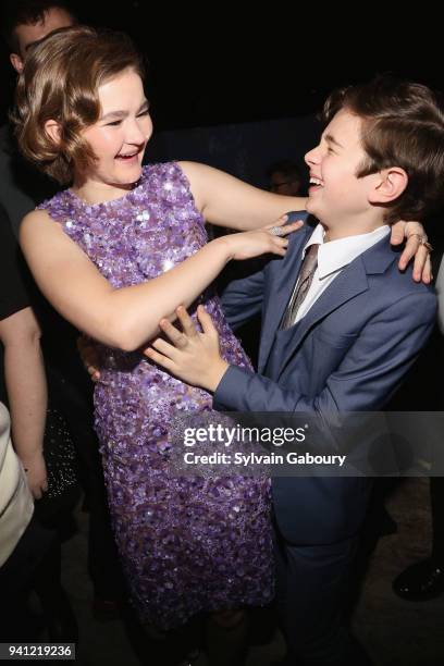 Millicent Simmonds and Noah Jupe attend "A Quiet Place" New York Premiere After Party on April 2, 2018 in New York City.