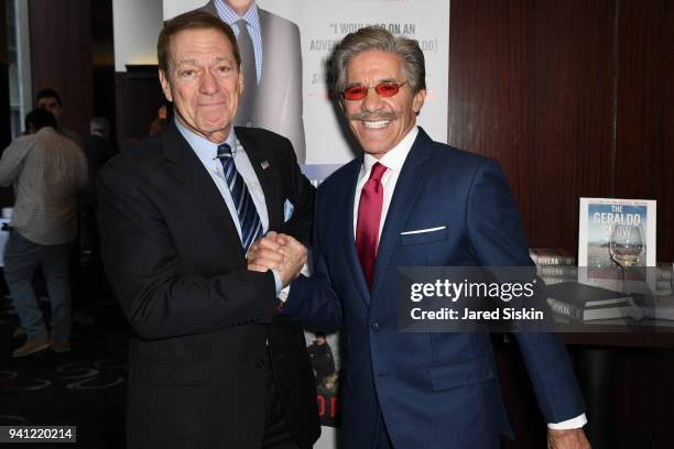 Joe Piscopo and Geraldo Rivera attend Sean Hannity & Friends celebrate the publication of "The Geraldo Show: A Memoir" by Geraldo Rivera at Del...