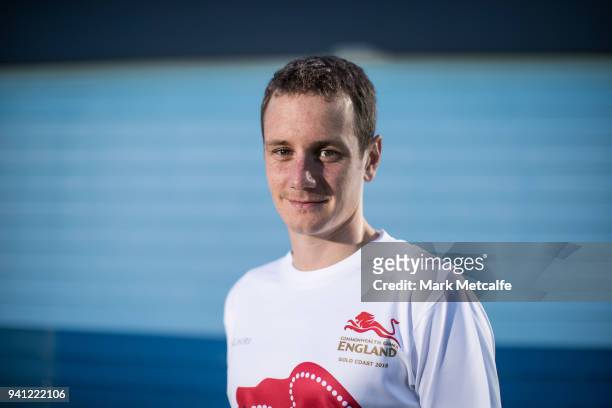 Team England's flag bearer Alistair Brownlee poses during a Team England media opportunity ahead of the 2018 Gold Coast Commonwealth Games, at...