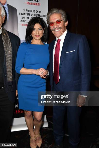 Tamsen Fadal and Geraldo Rivera attend Sean Hannity & Friends Celebrate the Publication of The Geraldo Show, A Memoir By Geraldo Rivera at Del...