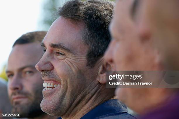 Blues Coach Brad Fittler laughs during the 2018 State of Origin launch at Arbory Afloat on April 3, 2018 in Melbourne, Australia.