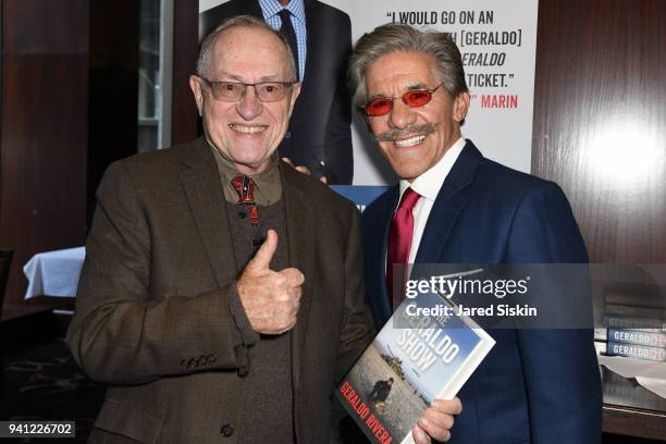 Alan Dershowitz and Geraldo Rivera attend Sean Hannity & Friends Celebrate the Publication of The Geraldo Show, A Memoir By Geraldo Rivera at Del...