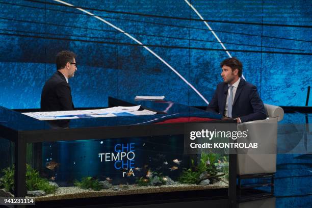 Alessandro Di Battista , exponent of the 5-Star Movement, guest of the television program Che Tempo Che Fa with Fabio Fazio , journalist.